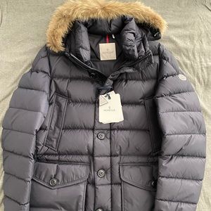 Moncler Cluny Long Parka-Navy Blue - Size 7 (4XL)